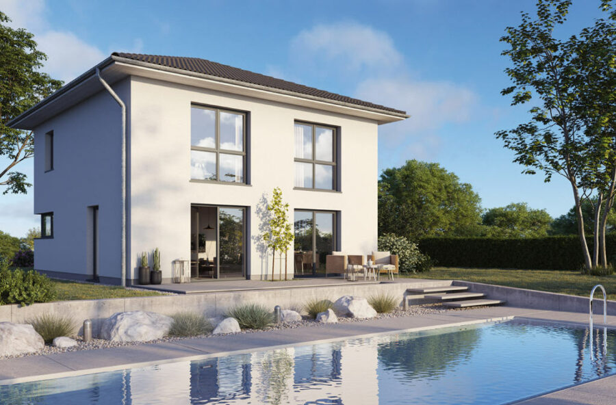 Bei Halle (Saale): Stadtvilla-Neubau auf 874 m² Grundstück, Stellplatz u. Garage, 06198 Salzatal-Köllme, Einfamilienhaus