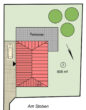 Halle (Saale) nördlich: Bungalow-Neubau auf 608 qm Baugrundstück - Lageplan